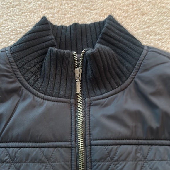 Black fleece lined PrAna bomber jacket.  Slim fit, side zip pockets. - Picture 2 of 7